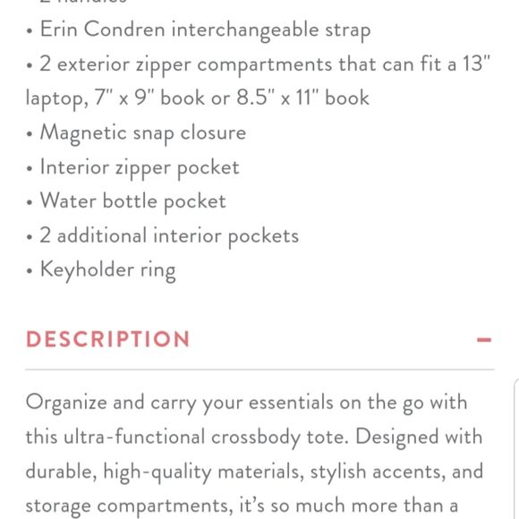 Erin Condren Canvas Tote Planner Crossbody Bag - Picture 9 of 12